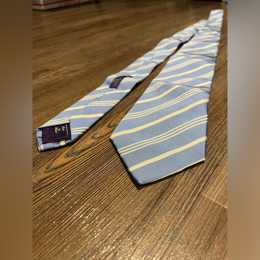 RALPH LAUREN PURPLE LABEL mens tie (blue and white)